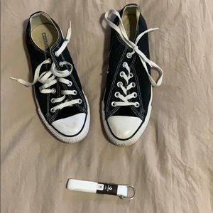 Old pair of black low top chucks + laces